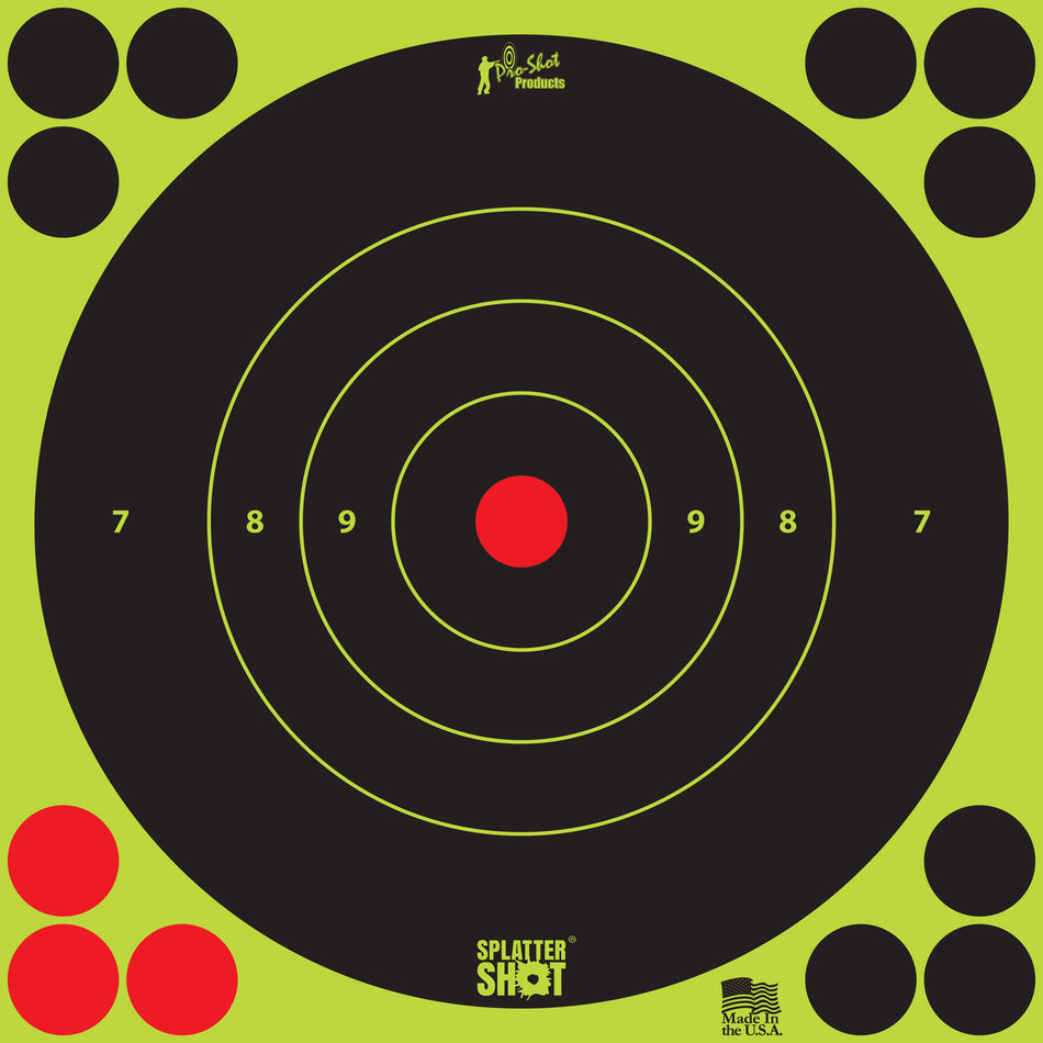 Pro-Shot SplatterShot Peel and Stick 8" Bullseye Target Black Green 6-Pack