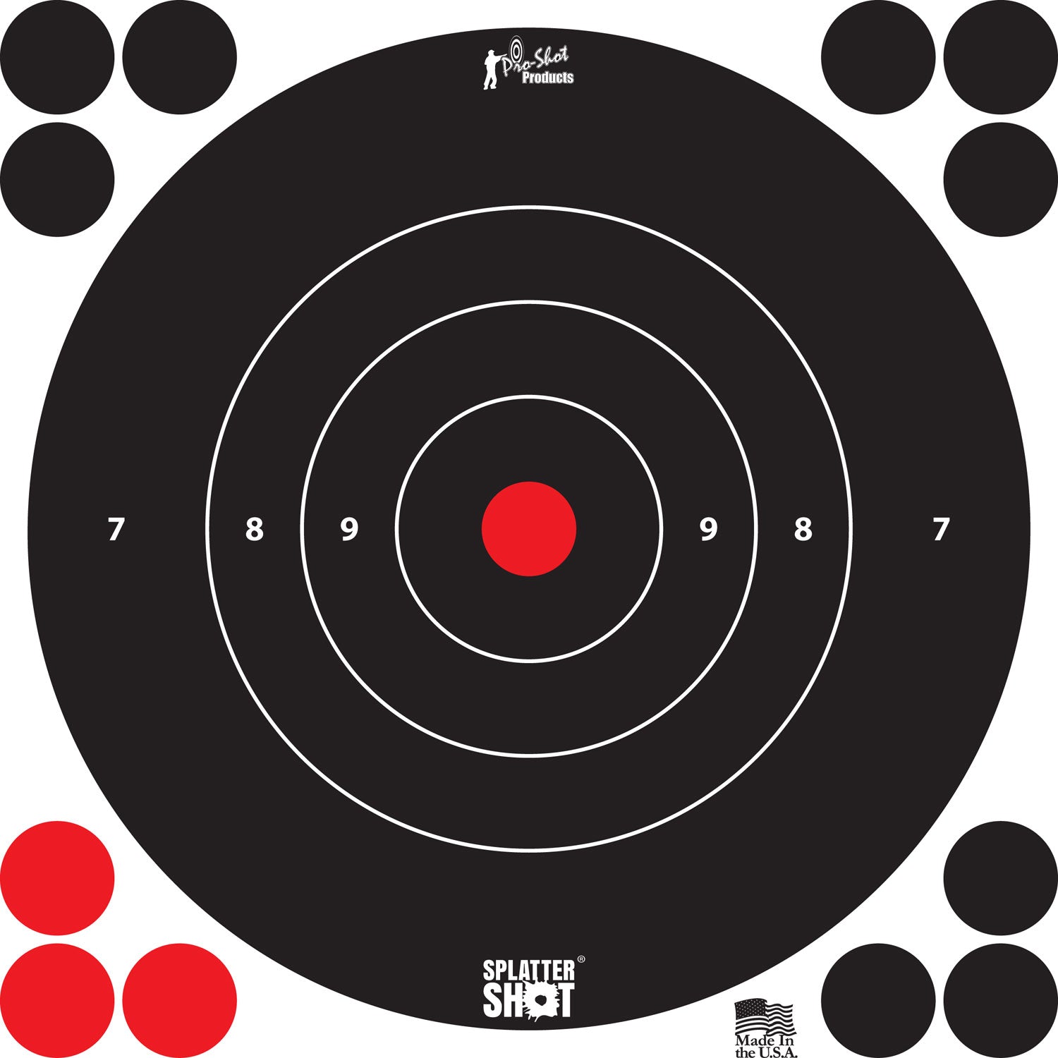 Pro-Shot SplatterShot Peel and Stick 8" Bullseye Target Black White 6-Pack