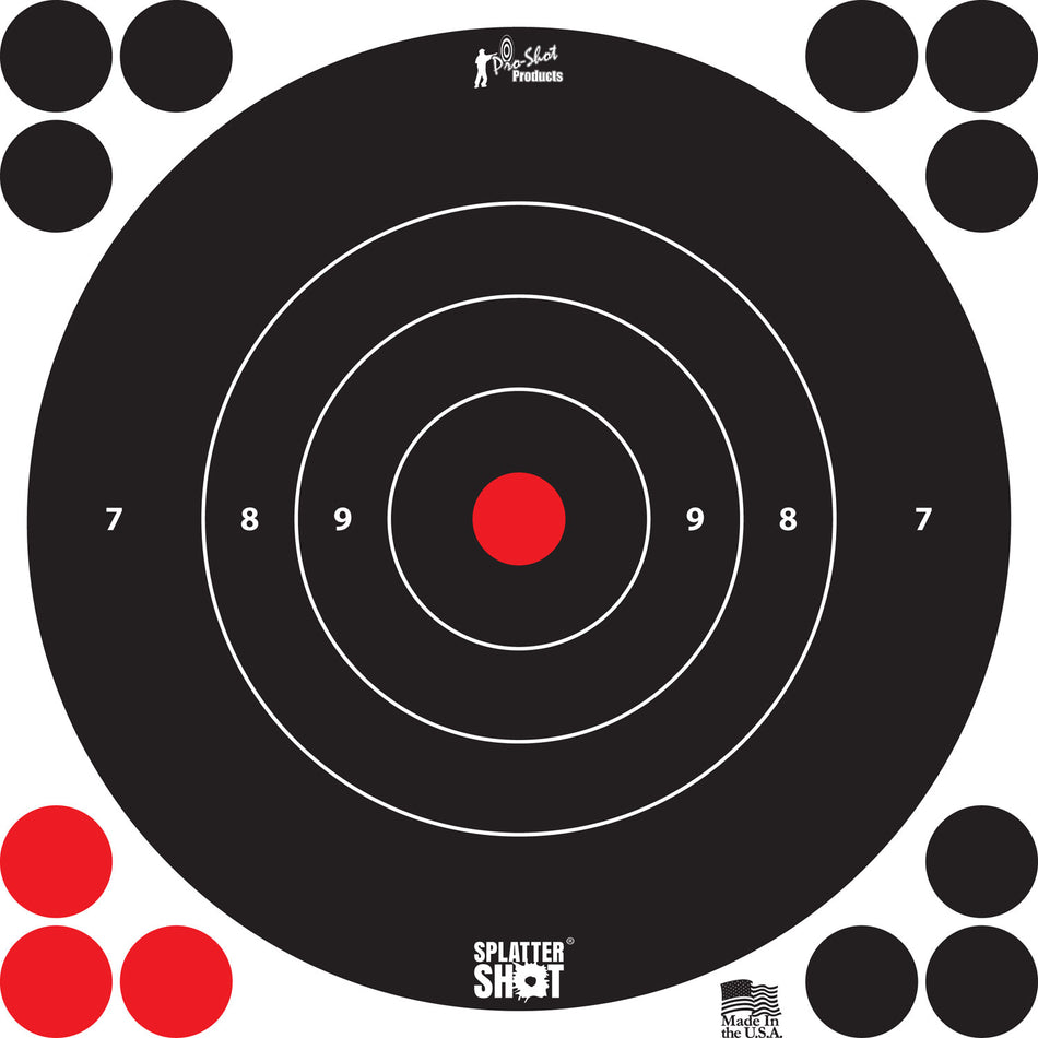 Pro-Shot SplatterShot Peel and Stick 8" Bullseye Target Black White 6-Pack