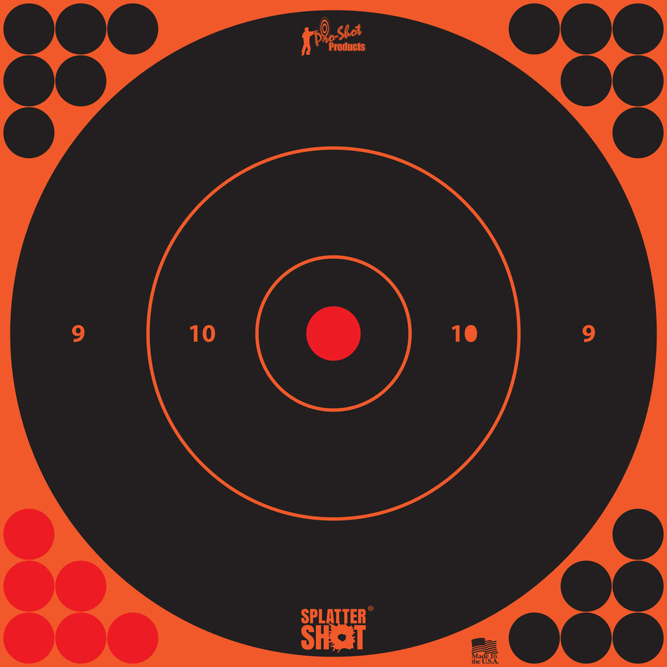 Pro-Shot SplatterShot Peel and Stick Bullseye Shooting Target, Orange Splatter, 12", 5 Pack