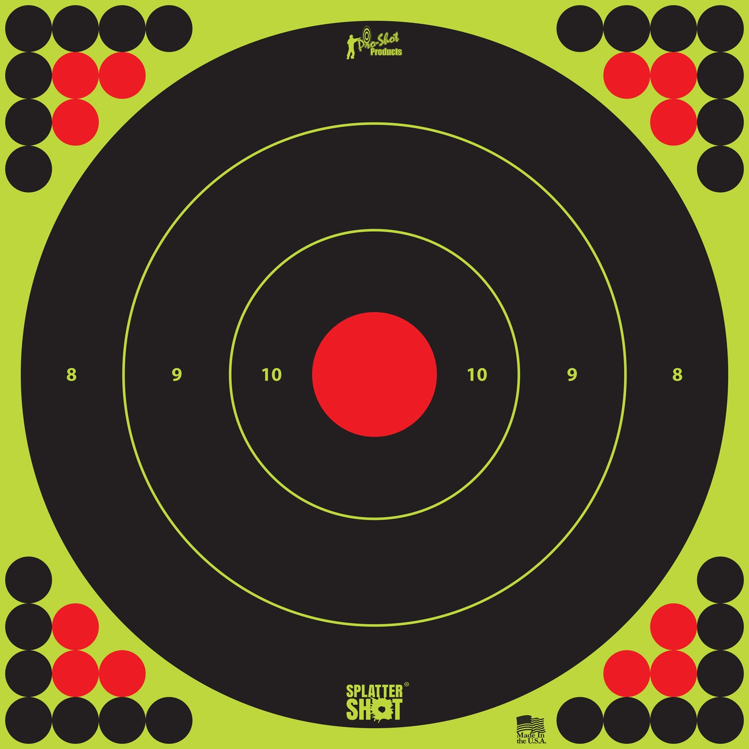 Pro-Shot SplatterShot Peel and Stick 17.25" Long Range Bullseye Target Black Green Red 5-Pack