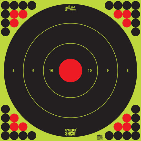 Pro-Shot SplatterShot Peel and Stick 17.25" Long Range Bullseye Target Black Green Red 5-Pack