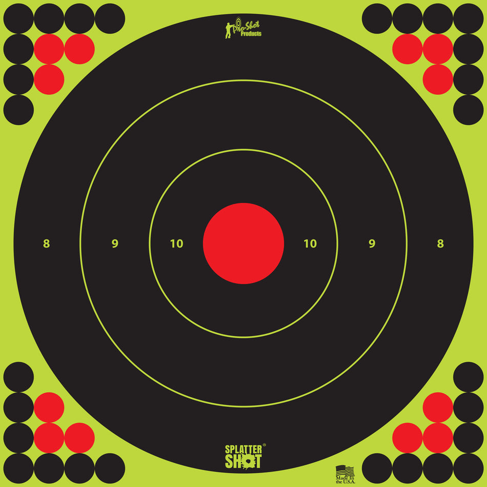 Pro-Shot SplatterShot Peel and Stick 17.25" Long Range Bullseye Target Black Green Red 5-Pack