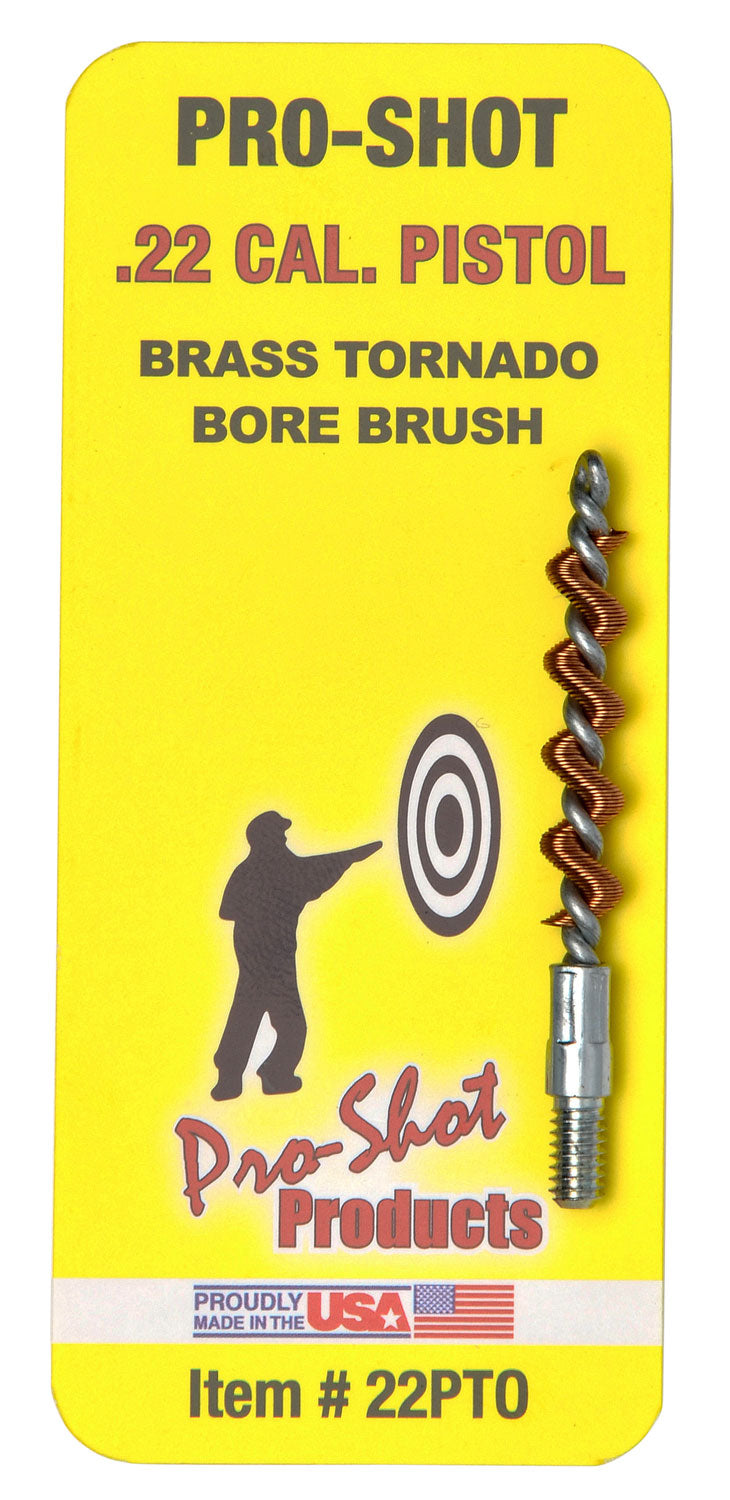 Pro-Shot 22PTO Tornado Bore Brush .22 Cal Pistol #8-32 Brass Spiral Wound Loop