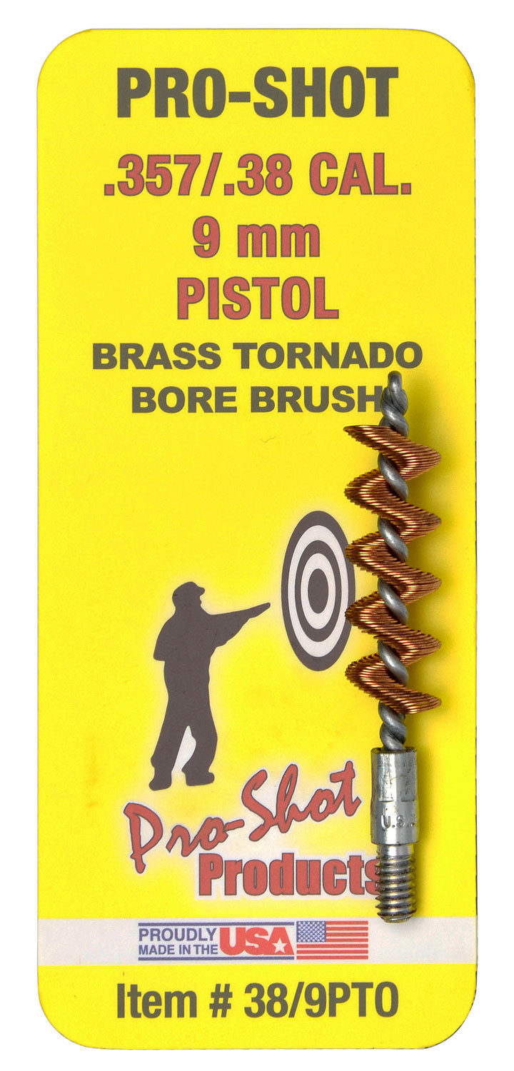 Pro-Shot 389PTO Tornado Bore Brush .38/9mm Pistol #8-32 Thread Brass Spiral Wound Loop