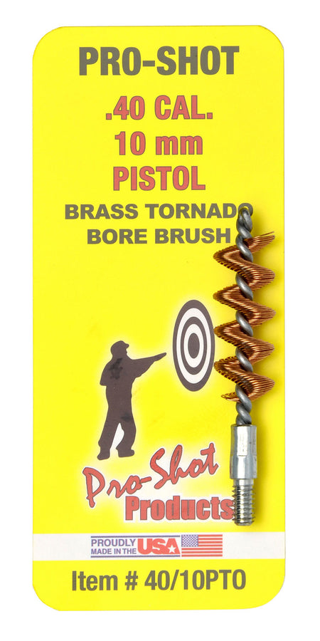 Pro-Shot 4010PTO Tornado Bore Brush .40/10mm Pistol #8-32 Thread Brass Spiral Wound Loop