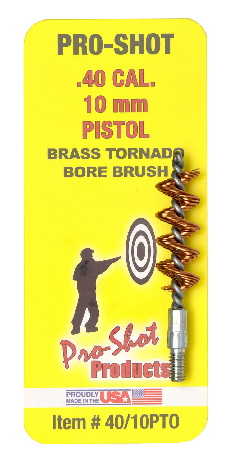 Pro-Shot 4010PTO Tornado Bore Brush .40/10mm Pistol #8-32 Thread Brass Spiral Wound Loop