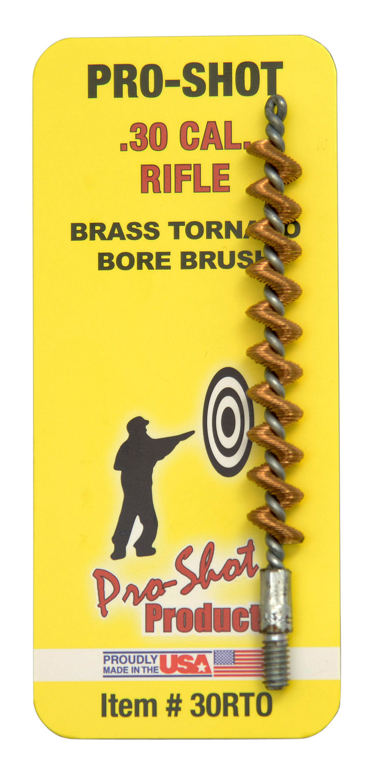 Pro-Shot 30RTO Tornado Bore Brush .30/.300 BLK/.308/7.62mm Rifle #8-32 Thread Brass Spiral Wound