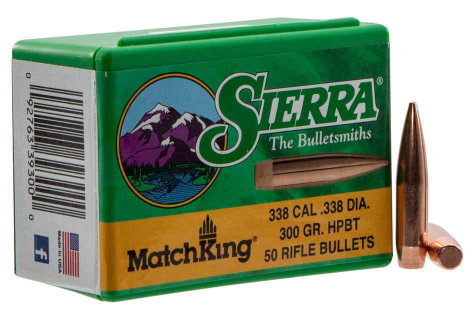 Sierra 338 Cal 300gr MatchKing Hollow Point Boat Tail Bullets 50/Box
