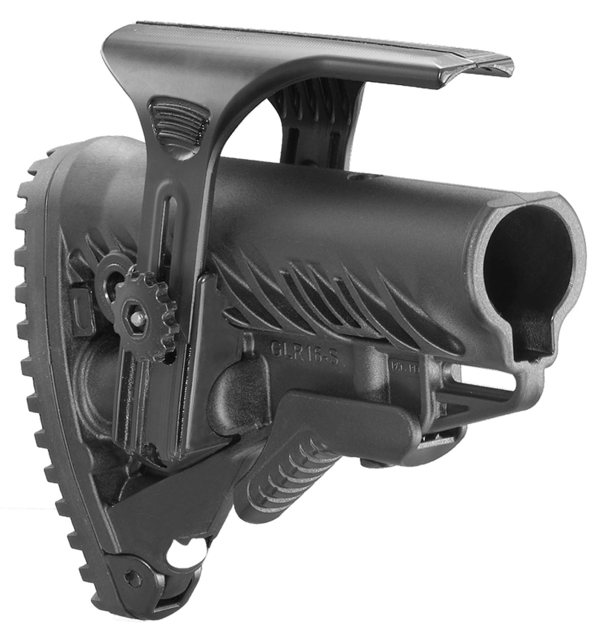 FAB Defense GLR-16 CP AR-15/M4 Buttstock with Adjustable Cheek Rest Anti-Rattle Black Polymer FXGLR16CP