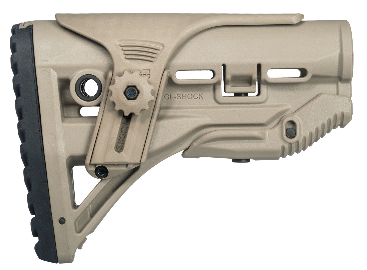 FAB Defense FXGLSHOCKCP AR-15/M4 GL-Shock Buttstock with Cheek-Rest & Anti-Rattle - Flat Dark Earth