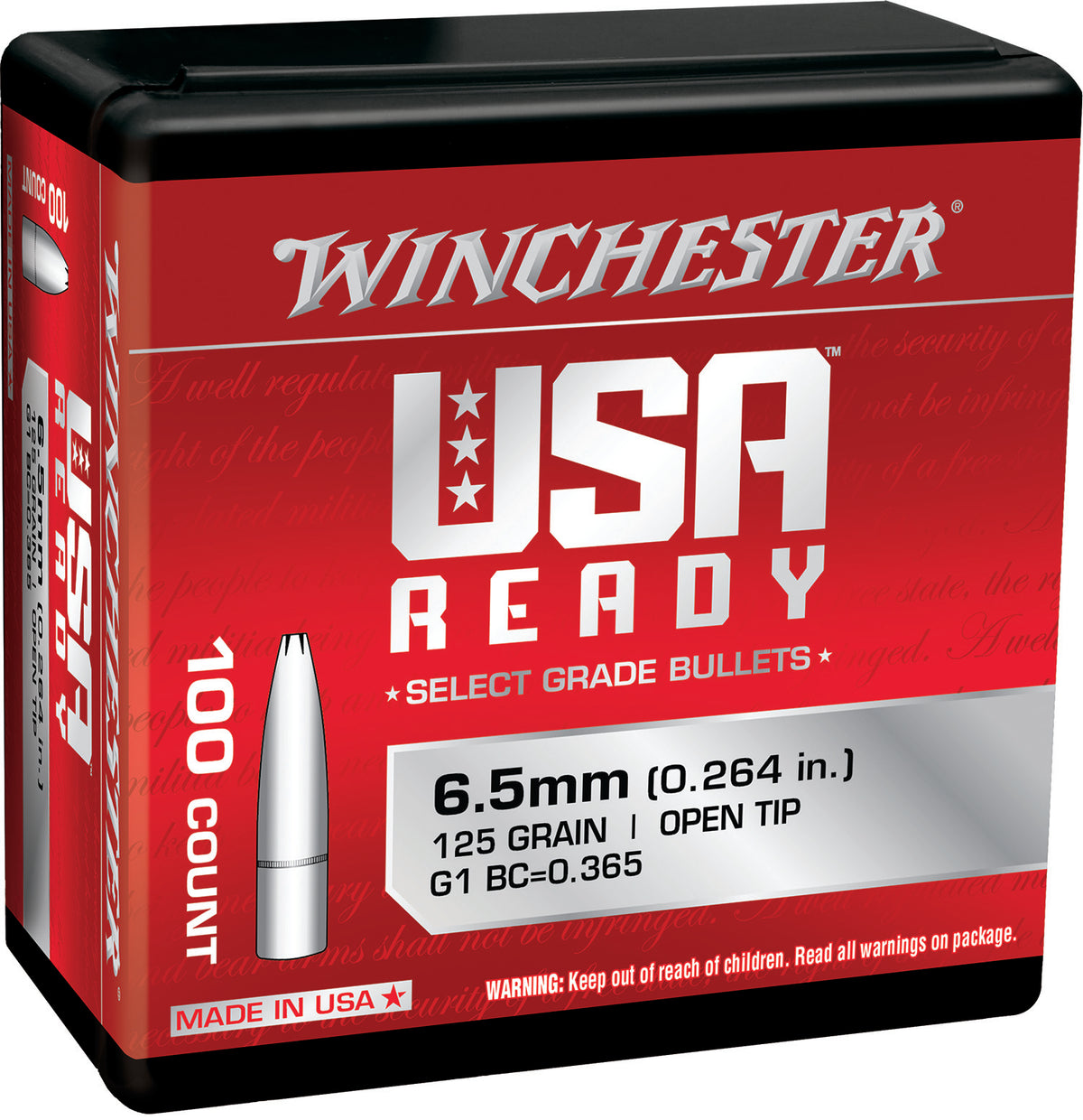 Winchester Centerfire 6.5 Creedmoor 125gr Open Tip Rifle Bullets Box of 100