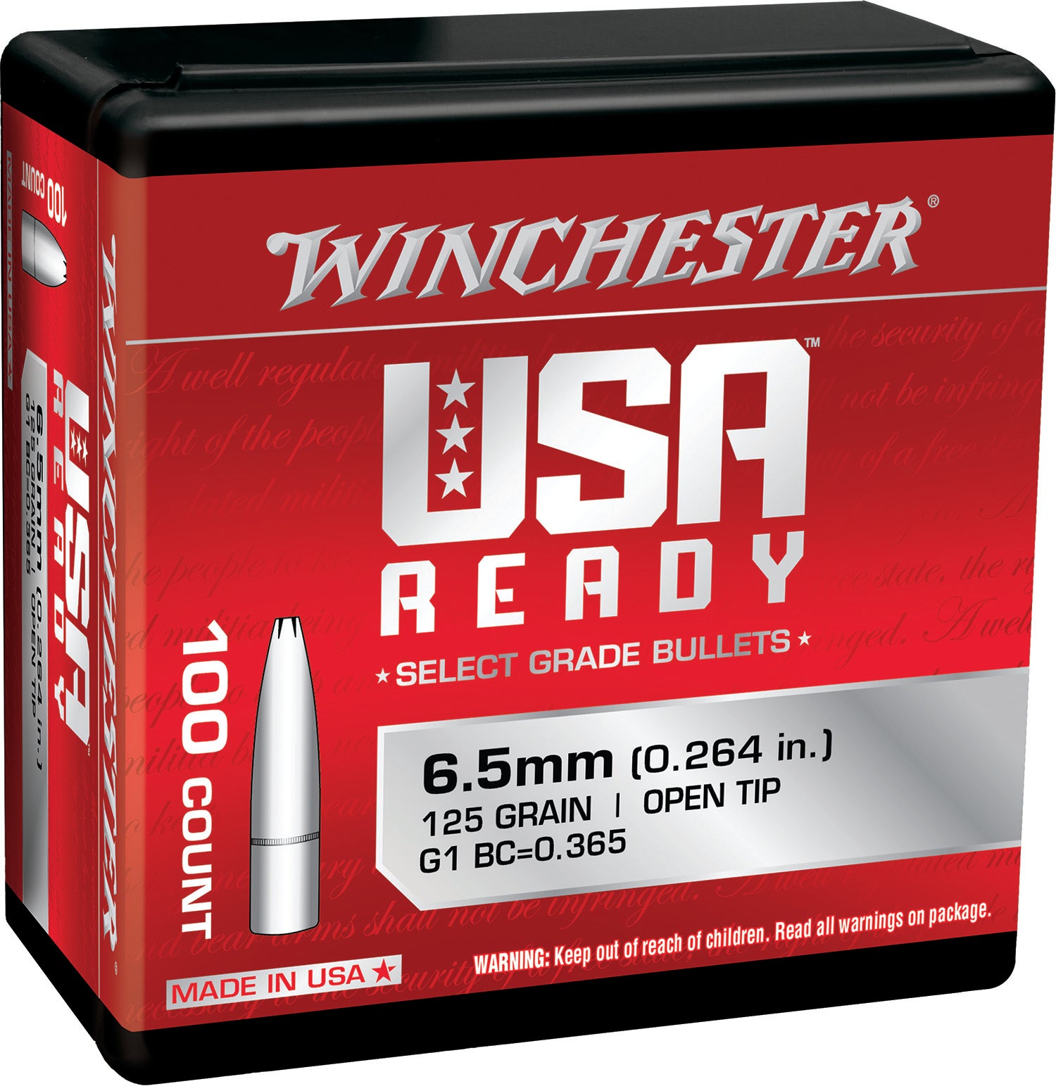 Winchester Centerfire 6.5 Creedmoor 125gr Open Tip Rifle Bullets Box of 100