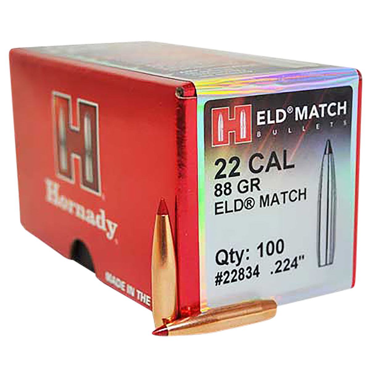 Hornady 22 Cal .224 88 Grain Extremely Low Drag Match ELD-M Bullets 100/Box