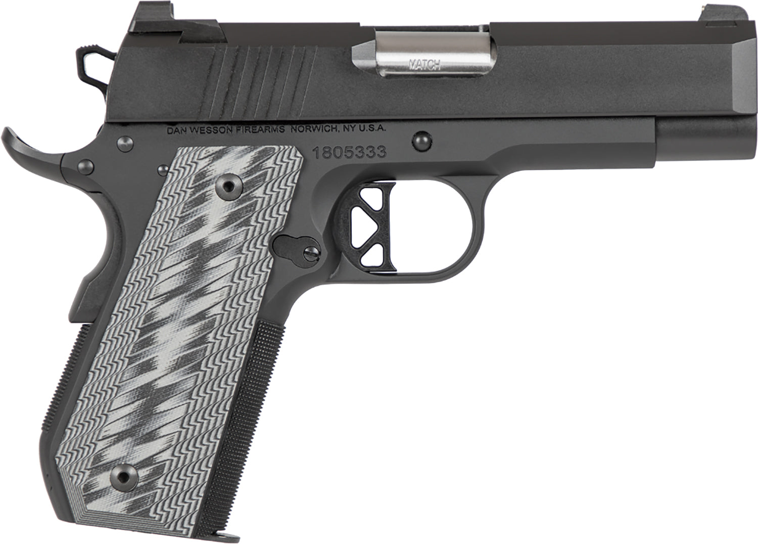 Dan Wesson 01884 EPC 9mm Luger 9+1 4" Stainless Bull Barrel Black Duty Serrated Stainless Steel Slide Black Aluminum Frame wBeavertail Black/Gray G10 Grip