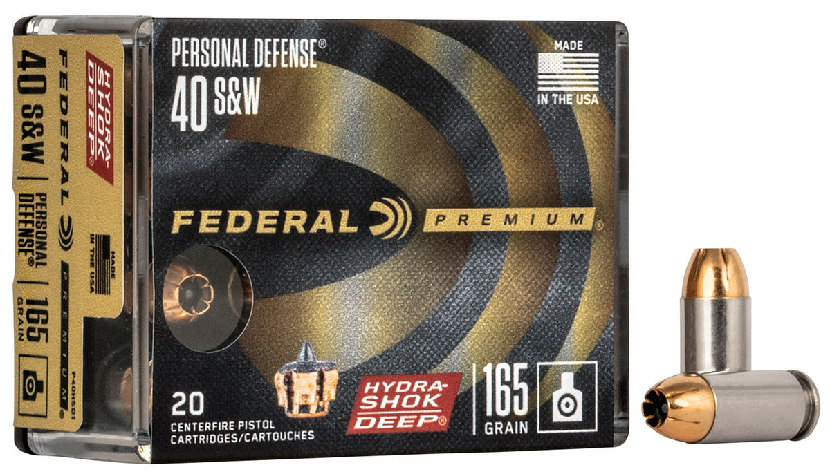 Federal .40 S&W P40HSD1 Premium Personal Defense Hydra-Shok Deep Hollow Point 165 Grain