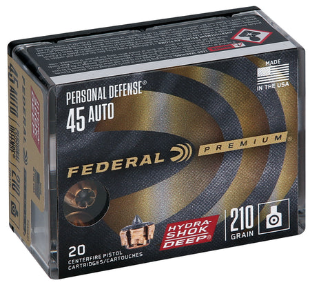 Federal .45 ACP/Auto P45HSD1 Premium Personal Defense Hydra-Shok Deep Hollow Point 210 Grain