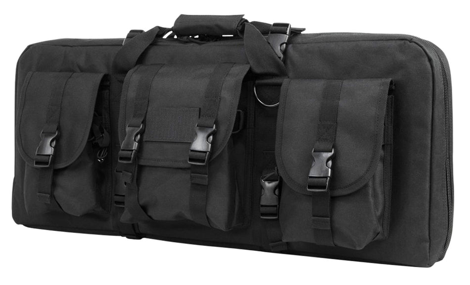 NcStar VISM CVCPD2962B28 Deluxe 28" Black Double Pistol Carbine Case PVC with Lockable Zippers & Padding