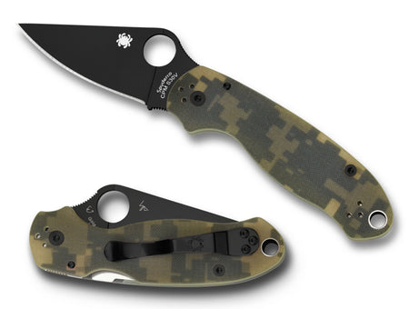 Spyderco Para 3 C223GPCMOBK 2.95" Folding Knife DLC Coated CPM S30V Blade Camo G10 Handle Compression Lock