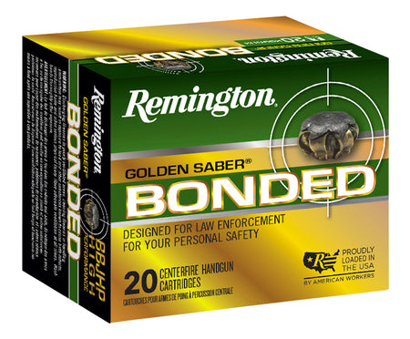 Remington 9mm Luger/Parabellum 29341 Golden Saber Bonded Brass Jacketed Hollow Point 124 Grain