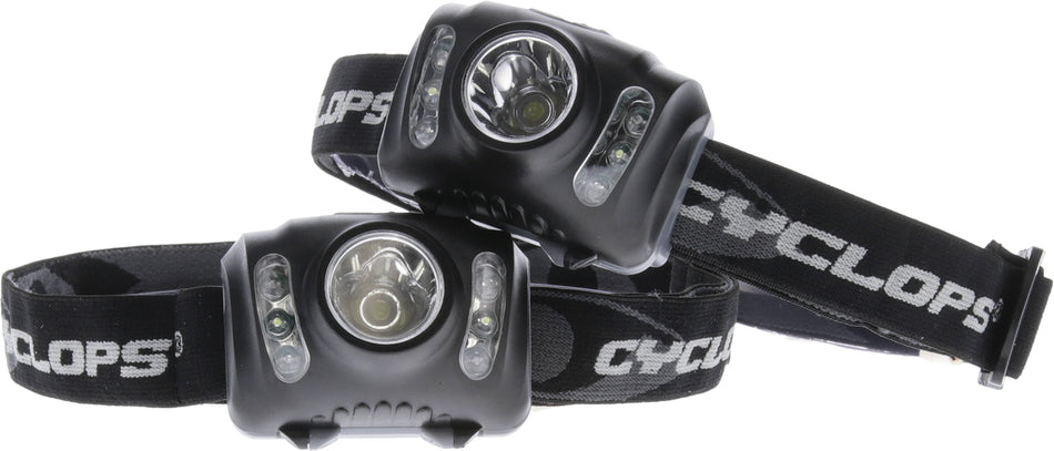 Cyclops 210 Lumen Headlamp White Red Green Multi-Mode LED Shock and Weather Resistant 2 Pack
