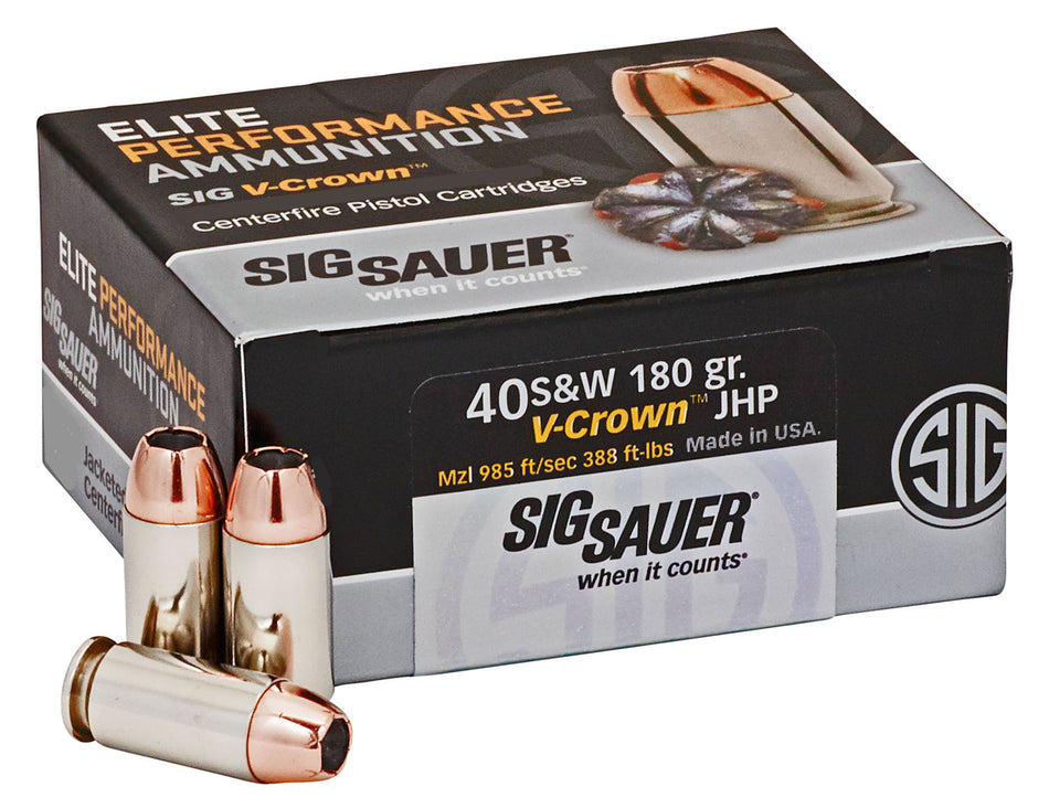 Sig Sauer .40 S&W E40SW250 Elite Performance V Crown Jacketed Hollow Point HP 180 Grain