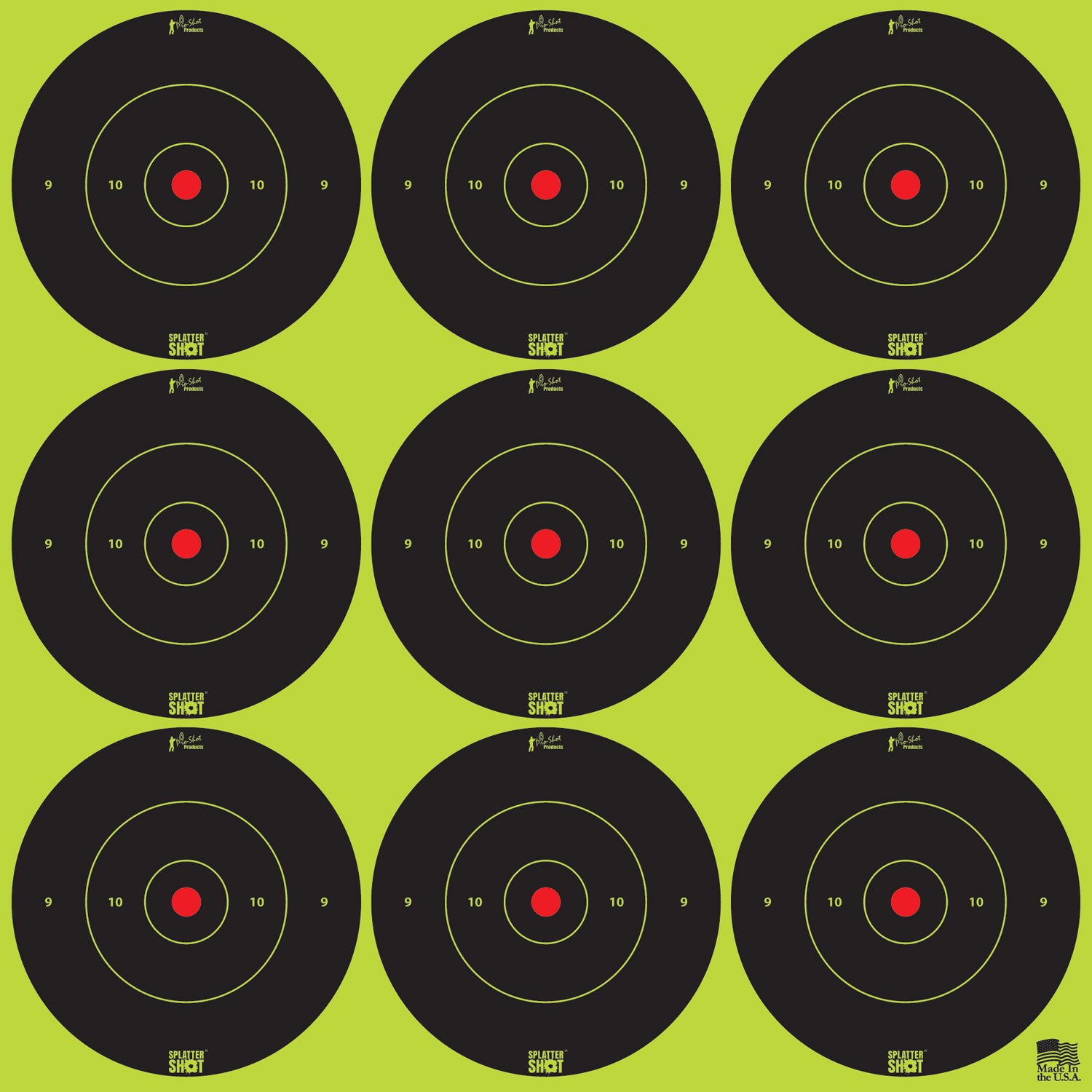 Pro-Shot SplatterShot Peel and Stick Paper Target Black/Green 2" Bullseye 108 Total Targets