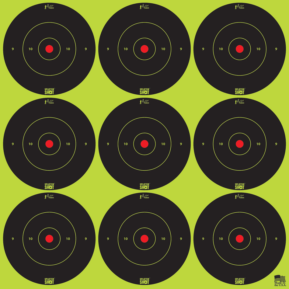 Pro-Shot SplatterShot Peel and Stick Paper Target Black/Green 2" Bullseye 108 Total Targets