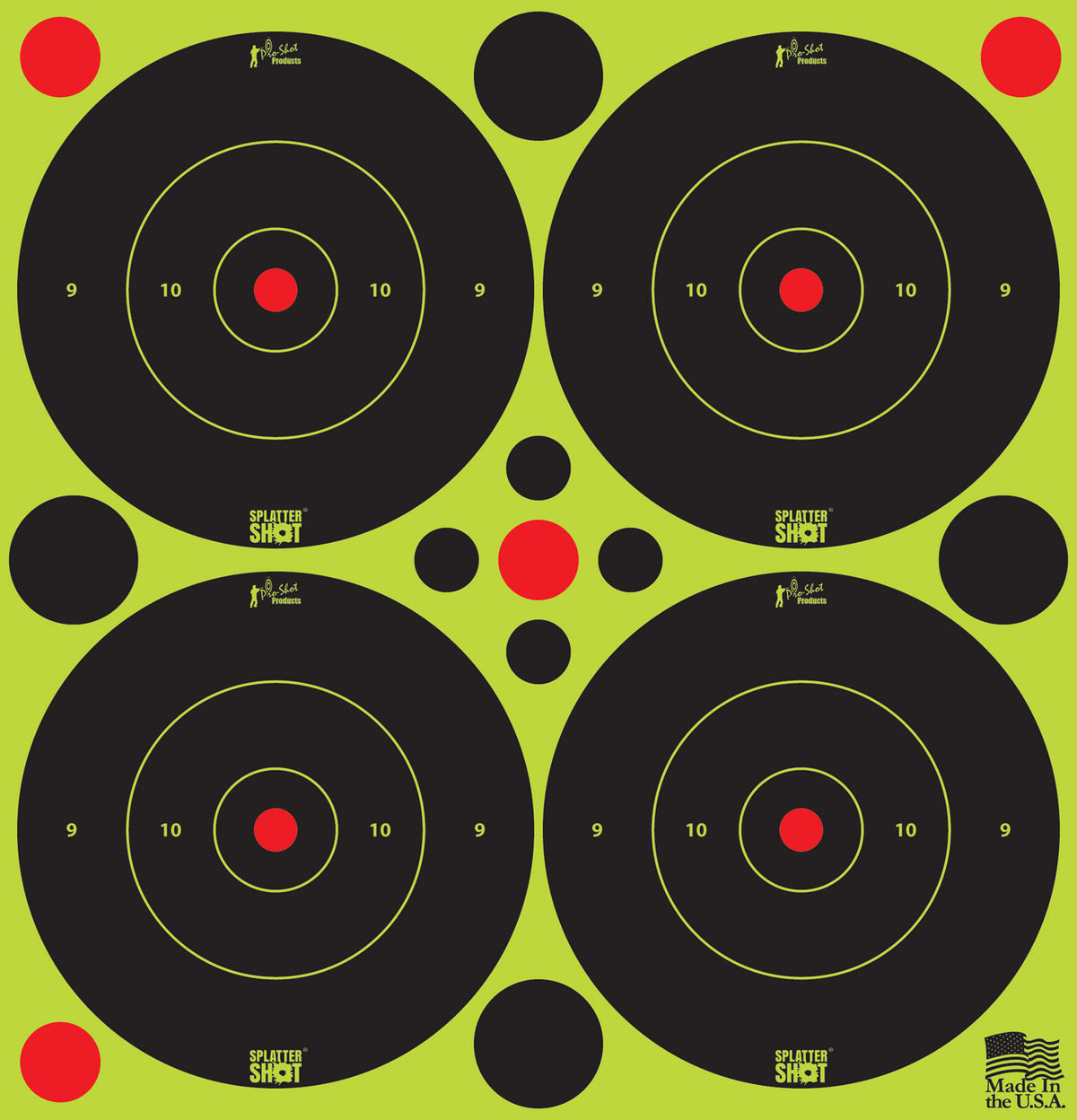 Pro-Shot SplatterShot Peel and Stick 3" Bullseye Targets Black Green 48 Total Targets