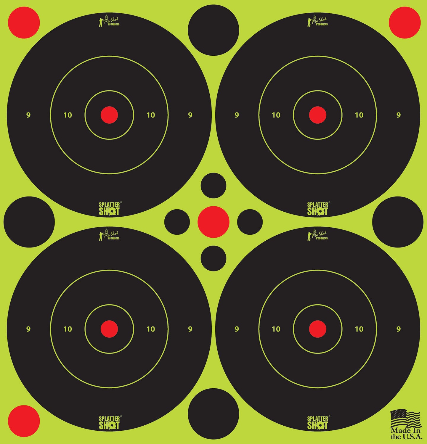 Pro-Shot SplatterShot Peel and Stick 3" Bullseye Targets Black Green 48 Total Targets