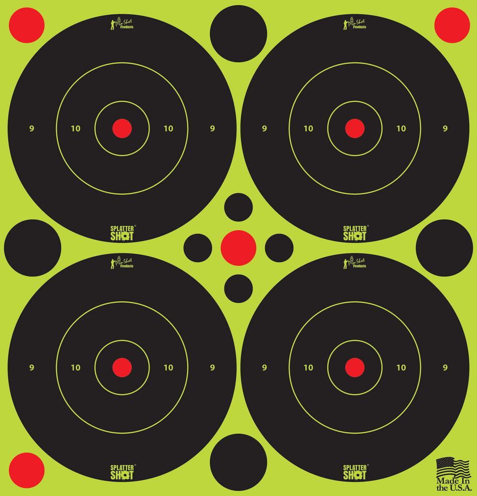 Pro-Shot SplatterShot Peel and Stick 3" Bullseye Targets Black Green 48 Total Targets