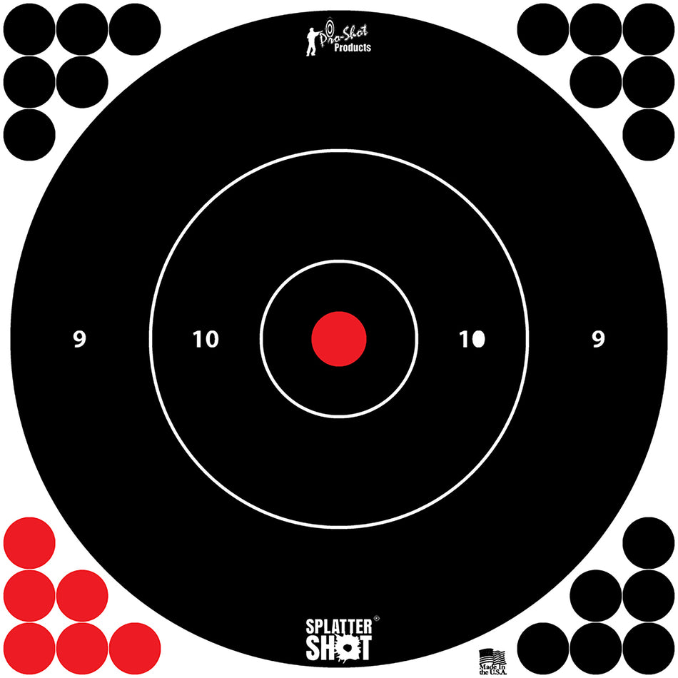 Pro-Shot SplatterShot 12BWHTETG12P 12" Bullseye Tagboard Hanging Targets Black/Red White Impact 12-Pack