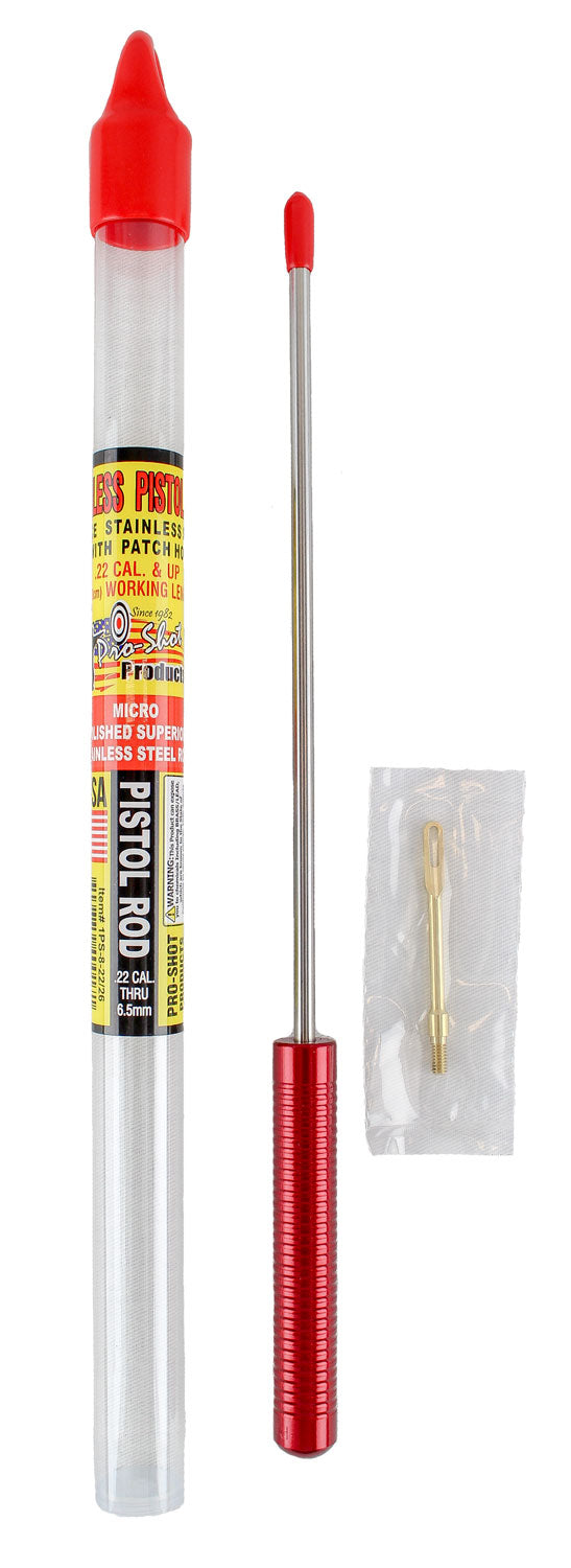 Pro-Shot 1PS82226 .22 Cal & Up Pistol Cleaning Rod 8" Micro-Polished Stainless Steel Swivel Handle