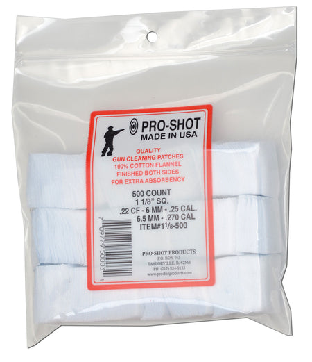 Pro-Shot Cotton Flannel Cleaning Patches .22-.270 Cal 1.125" Square 500-Count