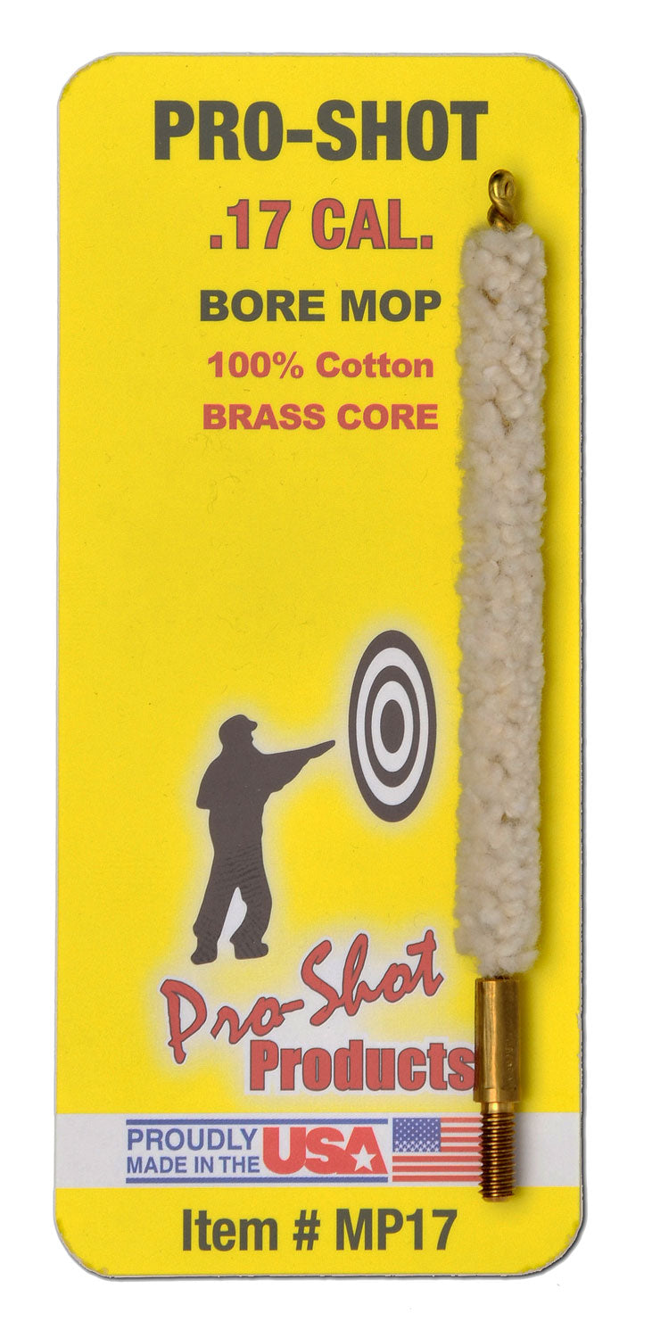 Pro-Shot .17 Caliber Rifle Bore Mop 100% Cotton Brass Core #5-40 Thread