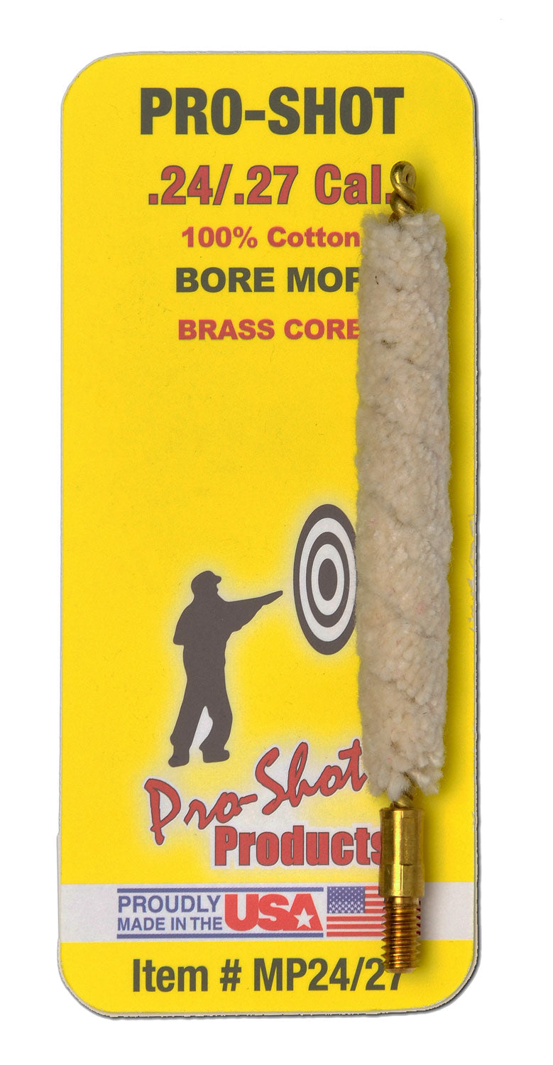 Pro-Shot .24 to .27 Caliber Rifle Bore Mop Cotton Brass Core #8-32 Thread