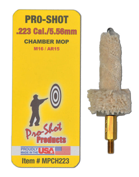 Pro-Shot Military Style Chamber Mop .223/5.56mm AR-15 Platform Cotton Brass Core #8-32 Thread