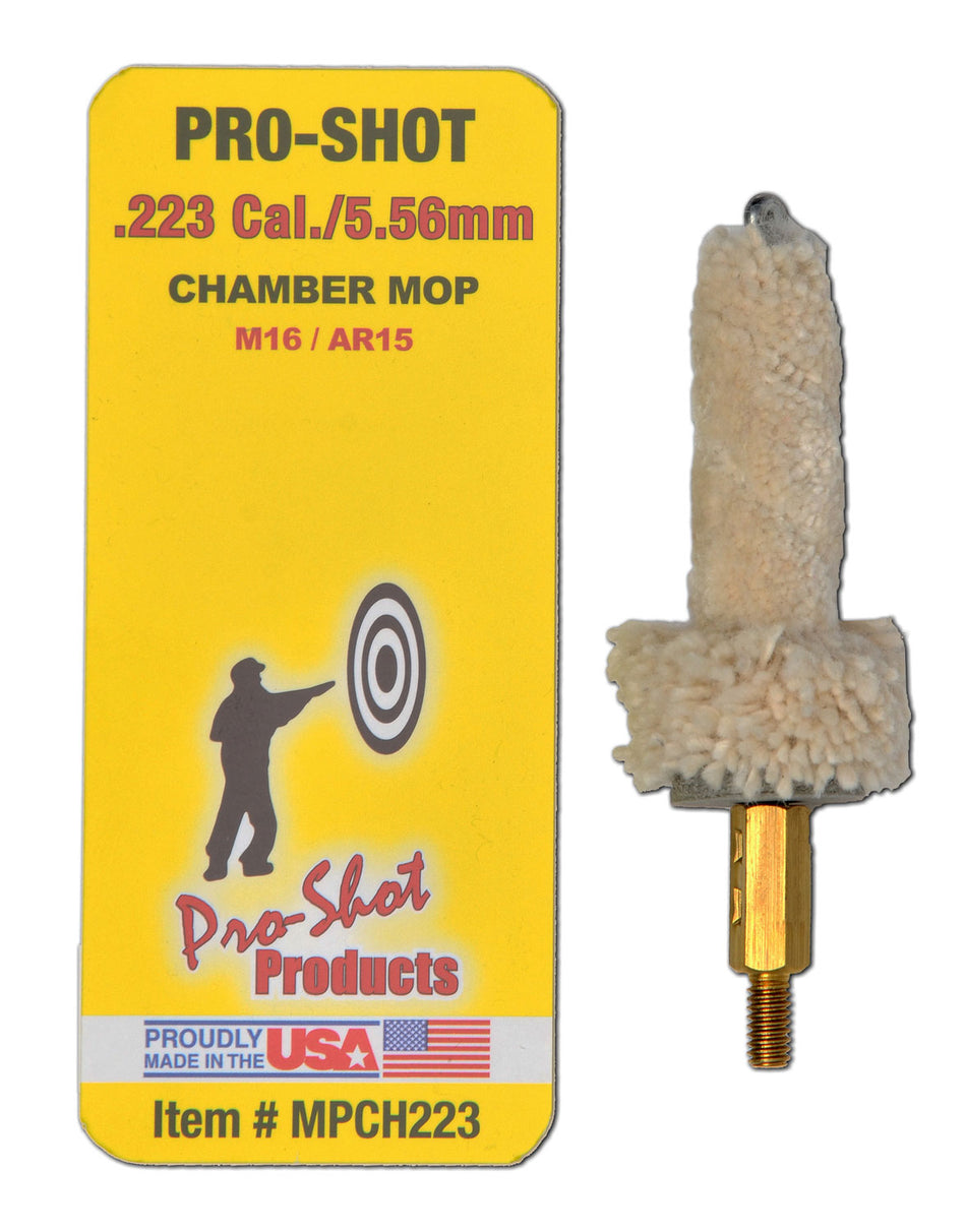 Pro-Shot Military Style Chamber Mop .223/5.56mm AR-15 Platform Cotton Brass Core #8-32 Thread