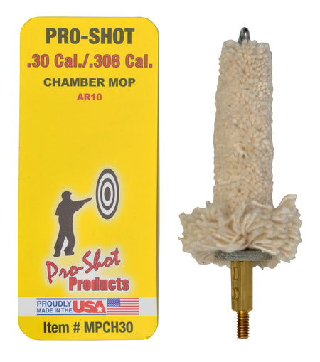 Pro-Shot Military Style Chamber Mop .30/.308/7.62mm AR-10 Platform Cotton Brass Core #8-32 Thread
