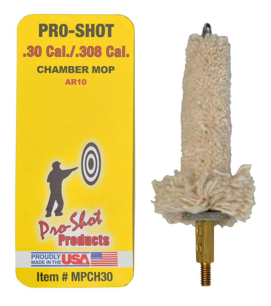 Pro-Shot Military Style Chamber Mop .30/.308/7.62mm AR-10 Platform Cotton Brass Core #8-32 Thread