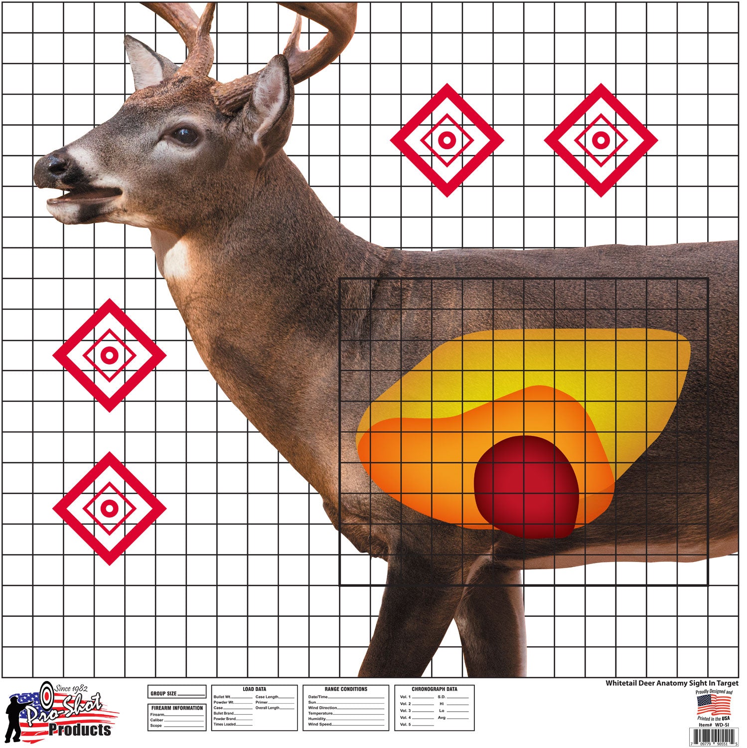 Pro-Shot SplatterShot WDSI5PK Whitetail Deer Sight-In Paper Target 25"x25" Multi-Color Pack of 5