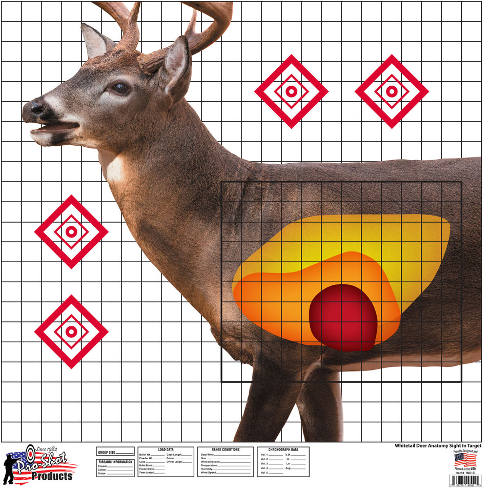 Pro-Shot SplatterShot WDSI5PK Whitetail Deer Sight-In Paper Target 25"x25" Multi-Color Pack of 5