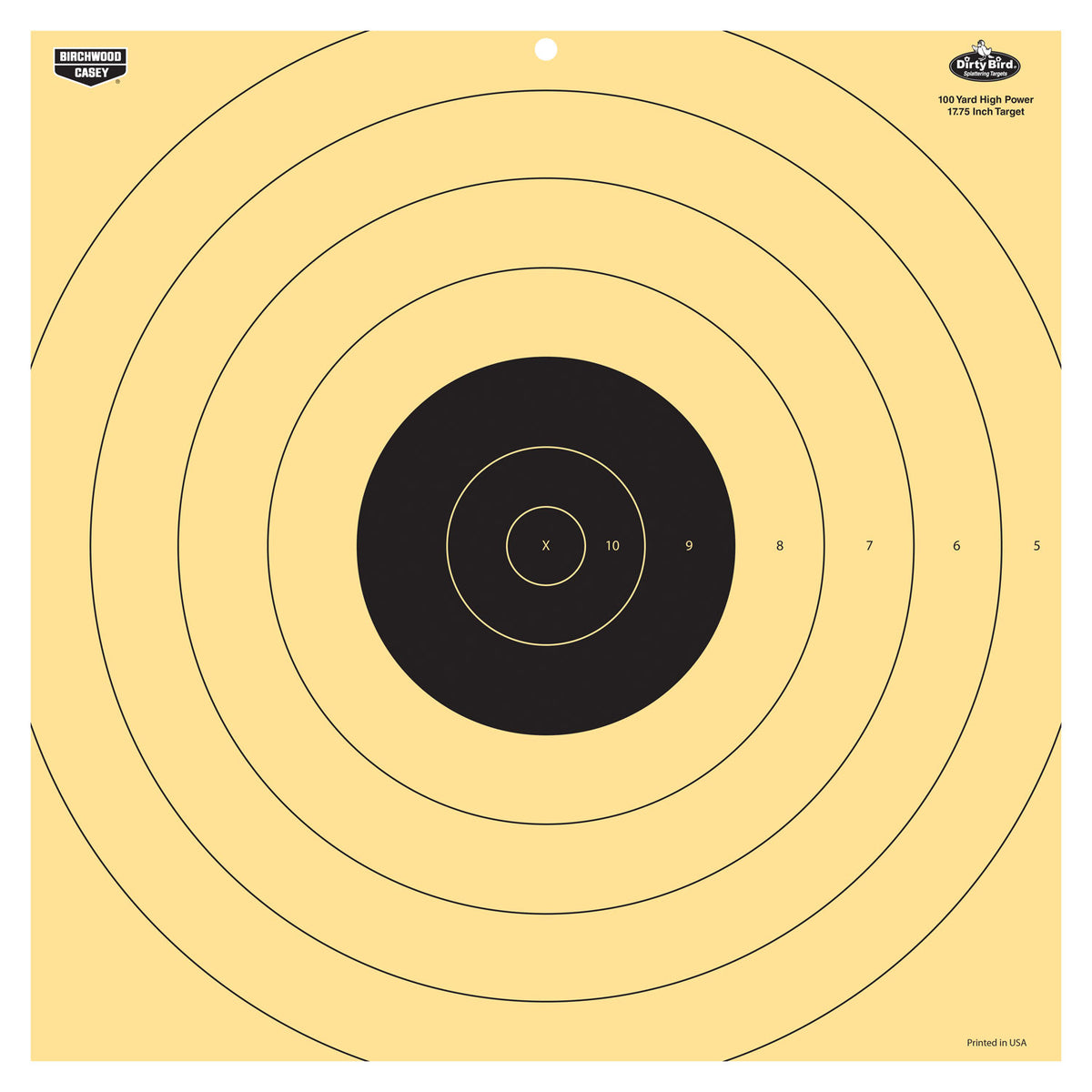 Birchwood Casey Dirty Bird 17.25" Bullseye Hanging Target Rifle 100 yds Black/White Tagboard 5 Pack