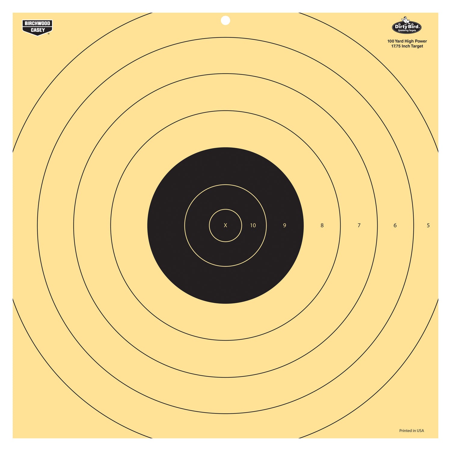 Birchwood Casey Dirty Bird 17.25" Bullseye Hanging Target Rifle 100 yds Black/White Tagboard 5 Pack