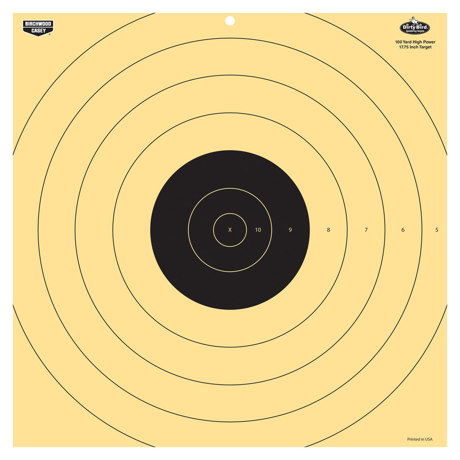 Birchwood Casey Dirty Bird 17.25" Bullseye Hanging Target Rifle 100 yds Black/White Tagboard 5 Pack