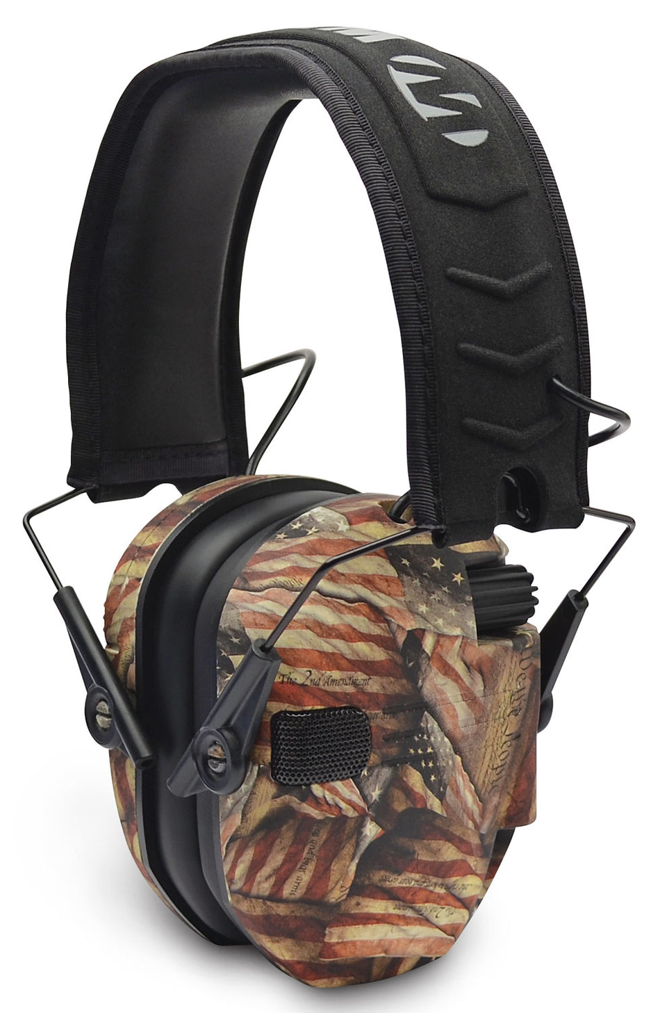 Walker's Razor Slim Right to Bear Arms Electronic Earmuff GWPRSEMBARM 23 dB USA Flag/Black Polymer