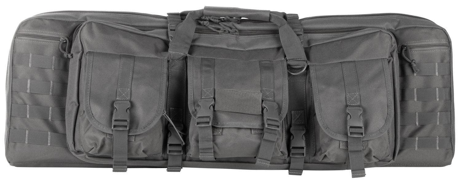 NcStar VISM CVDC2946U42 42" Urban Gray PVC Double Carbine Case with Foam Padding & Exterior Pockets