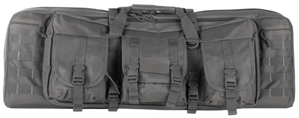 NcStar VISM CVDC2946U42 42" Urban Gray PVC Double Carbine Case with Foam Padding & Exterior Pockets