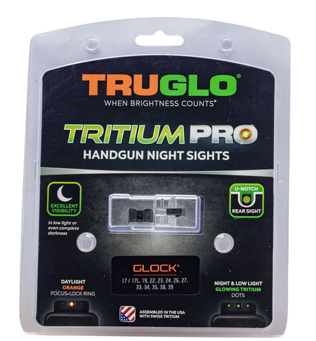 TruGlo Tritium Pro Glock Night Sights Green/Orange Outline Front Green Rear TG231G2C
