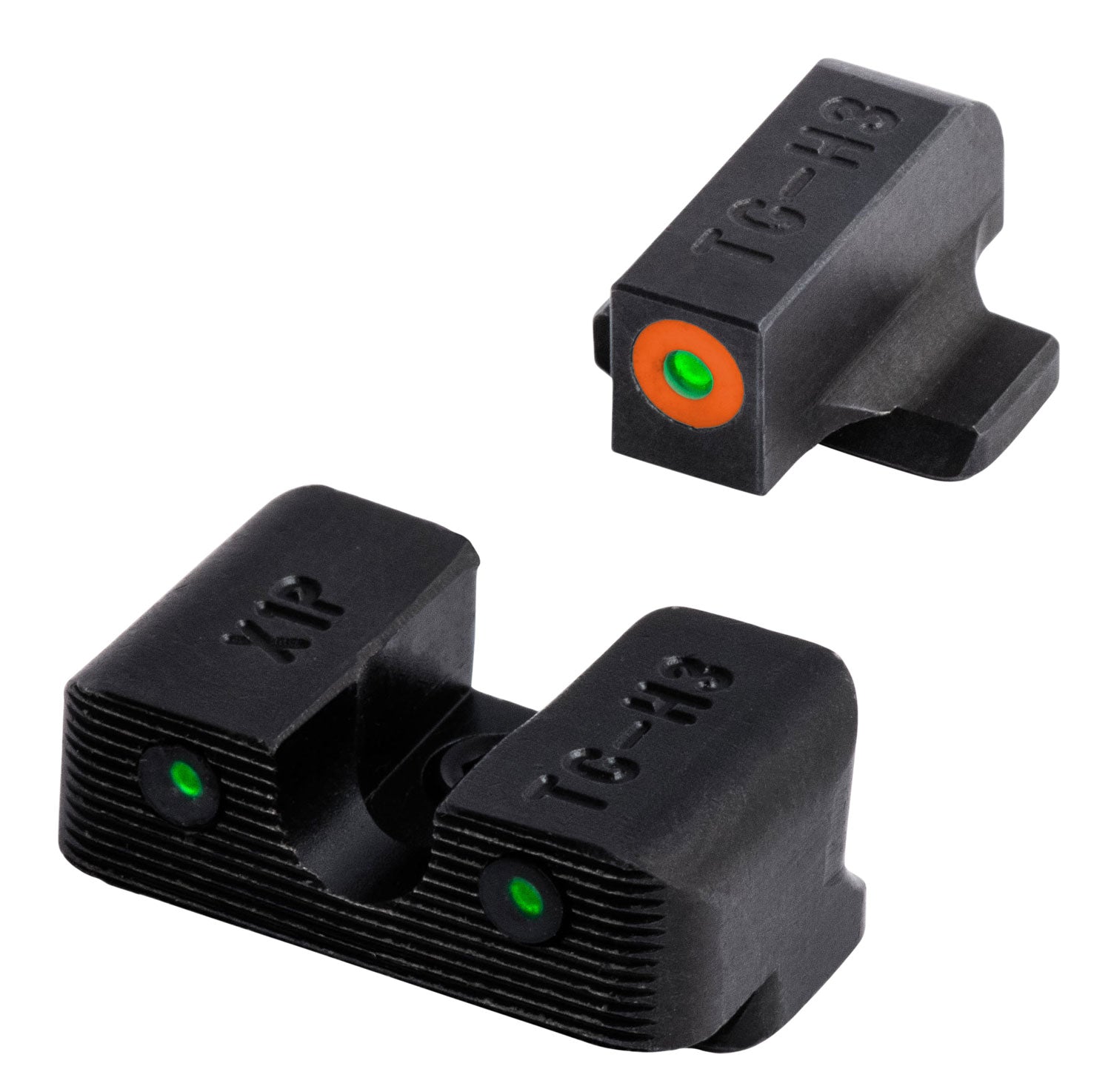 TruGlo TG231X1C Tritium Pro Pistol Sight Set Green Tritium Orange Outline Front Sight Green Tritium Rear